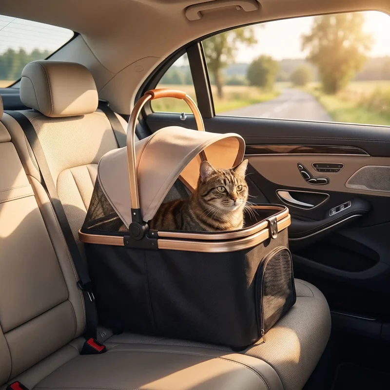 Poussette pour chat 2 en 1 - Panier détachable