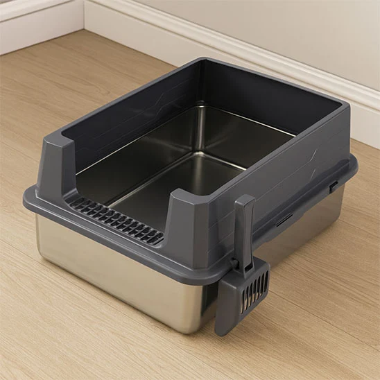 Bac litiere chat - Extra Large En Acier Inoxydable