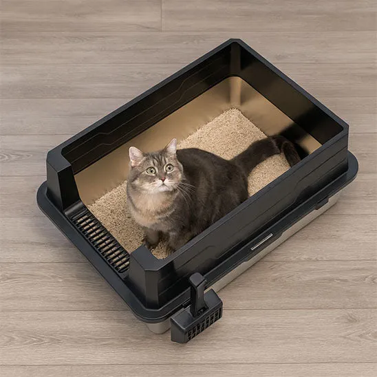 Bac litiere chat - Extra Large En Acier Inoxydable