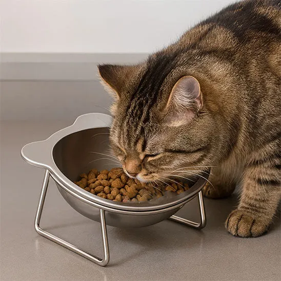 Gamelle chat - Surélevée en Acier Inoxydable