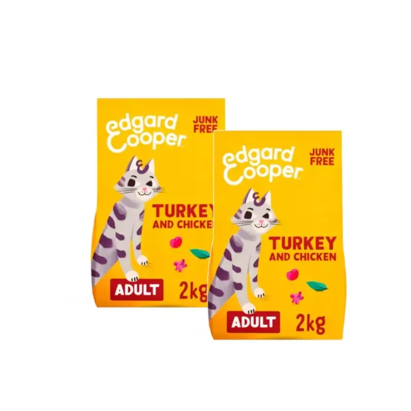 Edgard & Cooper Adult Cat Food with Turkey and Chicken, Pack of 2 x 2 kg