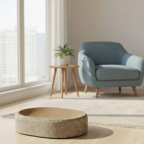 Griffoir chat | Concave Ovale En sisal