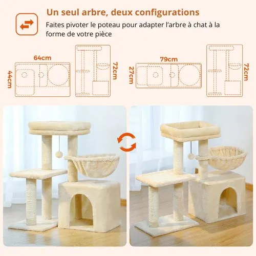 Arbre à chat - Modulable Compact CozyTree 70 cm
