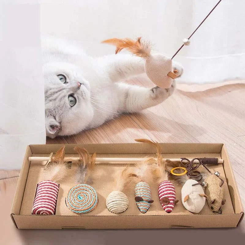 Pack de 7 Jouets pour Chat avec Plumes
