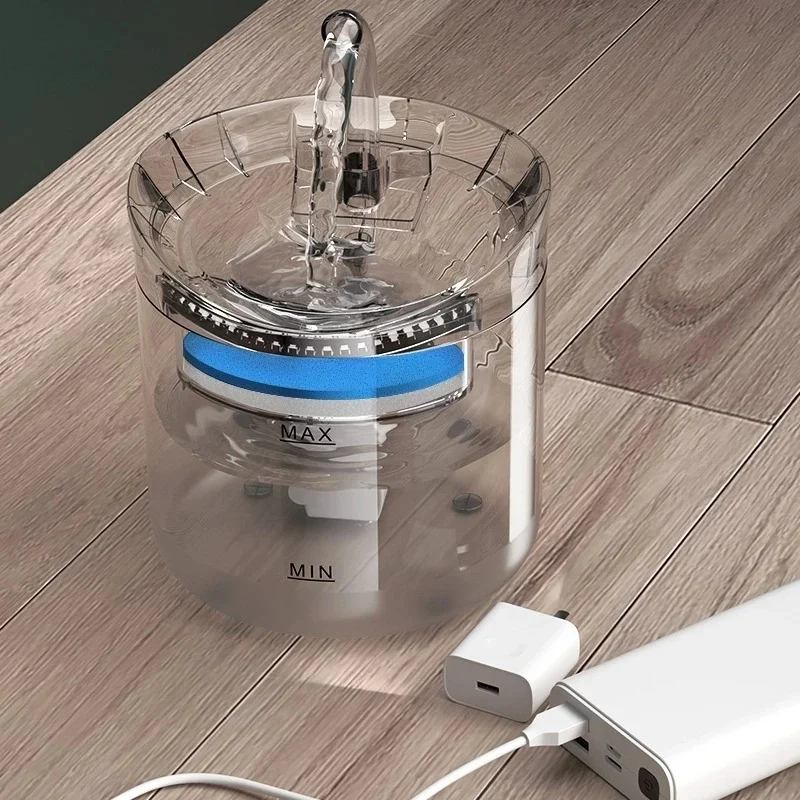 FONTAINE A EAU CHAT - TRANSPARENTE AVEC ROBINET (2L)