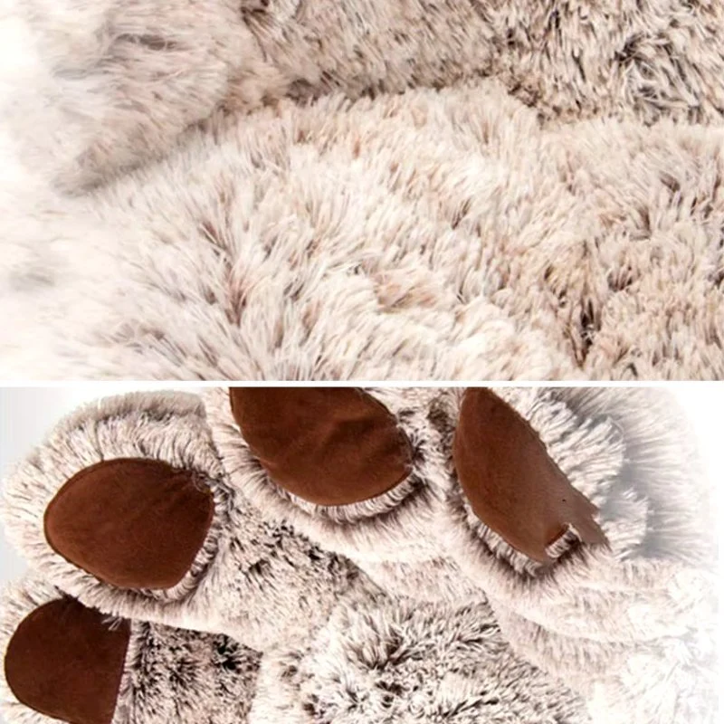 Coussin chat - gris en forme de patte d'ours