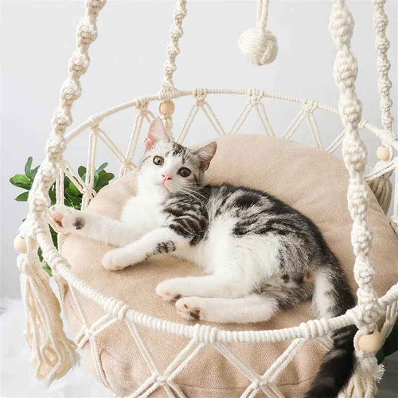 Hamac pour chat - en macramé