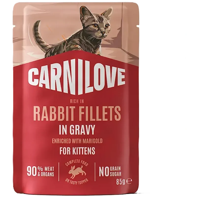 CARNILOVE Kitten Pâtée en Sauce pour Chaton Lapin & Souci 85 g