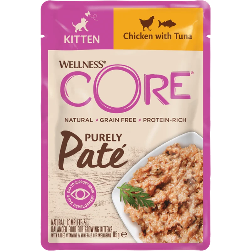 WELLNESS CORE Chat Purely Pâté Nourriture humide Poulet Thon 85g