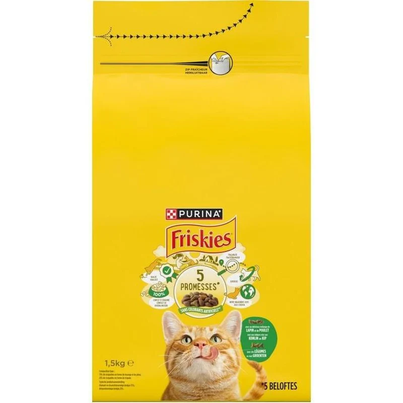 PURINA ONE Chat Adulte Lapin, Poulet & Légumes 1,5 kg – Croquettes