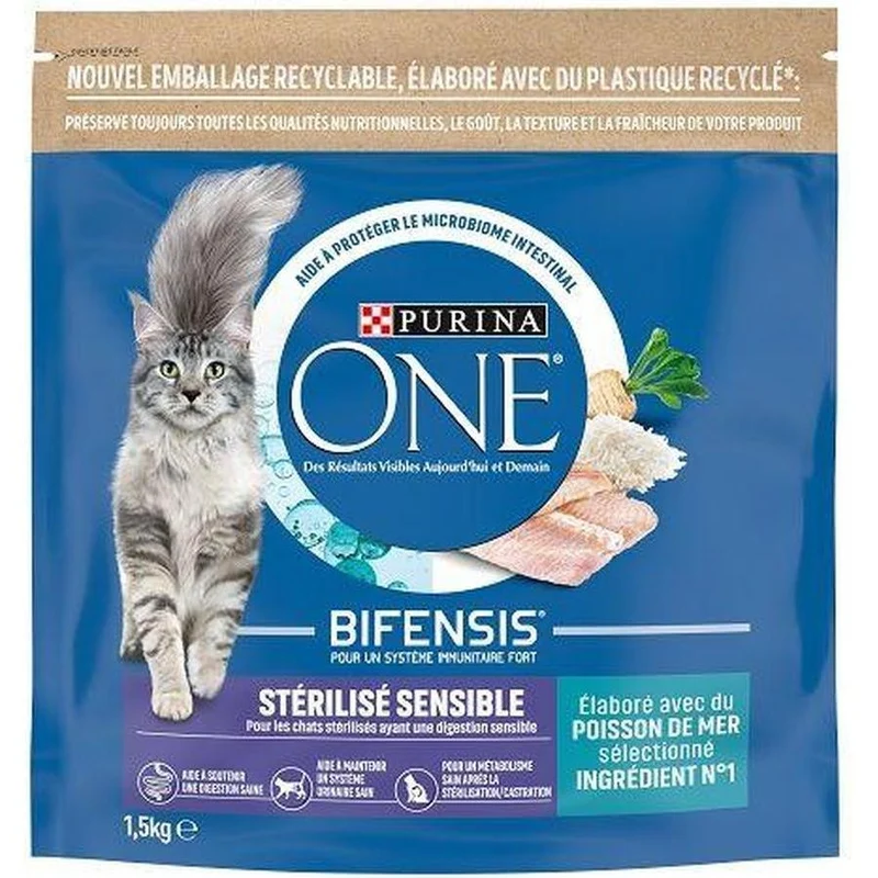 Spécial Chat Stérilisé Sensible - Poisson de Mer et Céréales Complètes 1,5 Kg