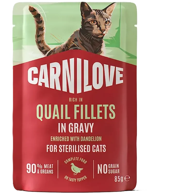 CARNILOVE Pâtée en Sauce Chat Stérilisé Caille & Pissenlit 85 g