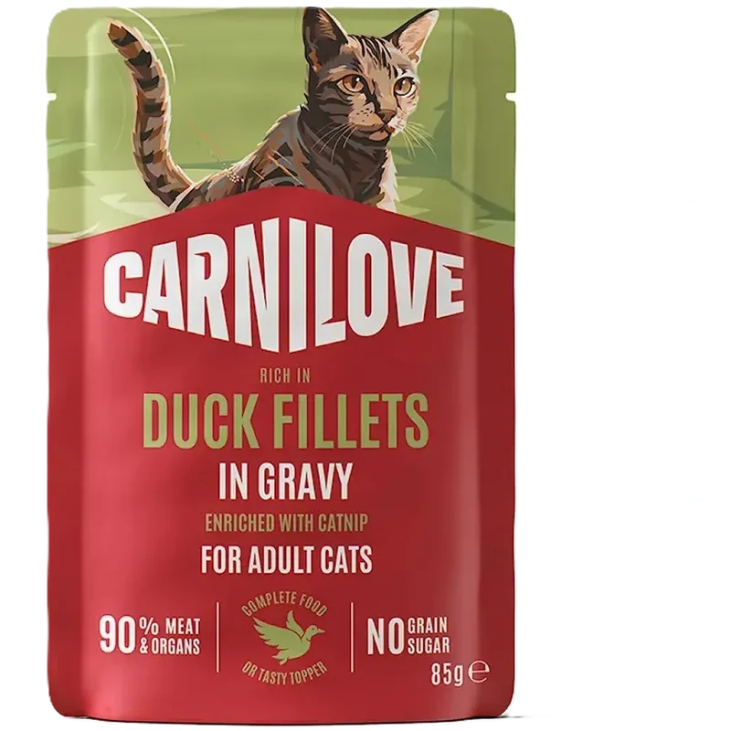 CARNILOVE Adult Pâtée en Sauce Chat Canard & Herbe à Chat 85 g