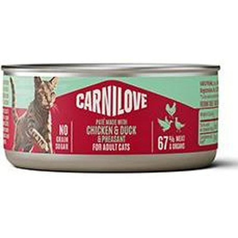 CARNILOVE Adult Pâtée en Boîte Chat Poulet, Canard & Faisan 100 g