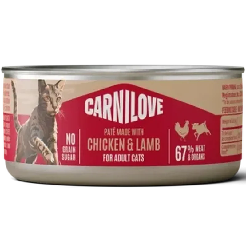 CARNILOVE Adult Pâtée en Boîte pour Chat Poulet & Agneau 100 g