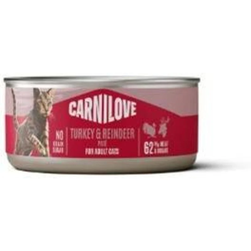 CARNILOVE Adult Pâtée en Boîte pour Chat Dinde & Renne 100 g