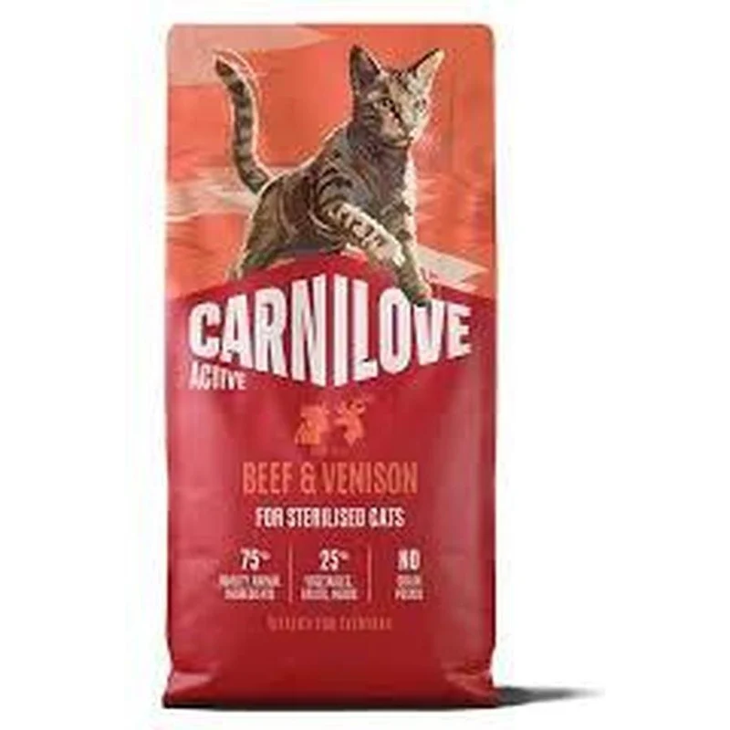 CARNILOVE Active Adult Stérilisé Croquettes Chat Bœuf & Cerf 2 kg / 6 kg