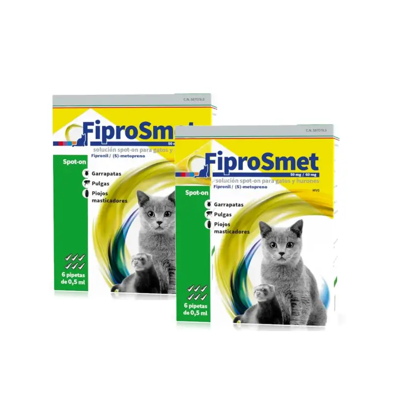 Fiprosmet for Cats and Ferrets: 6 pipettes, 0.5 ml each, pack of 2