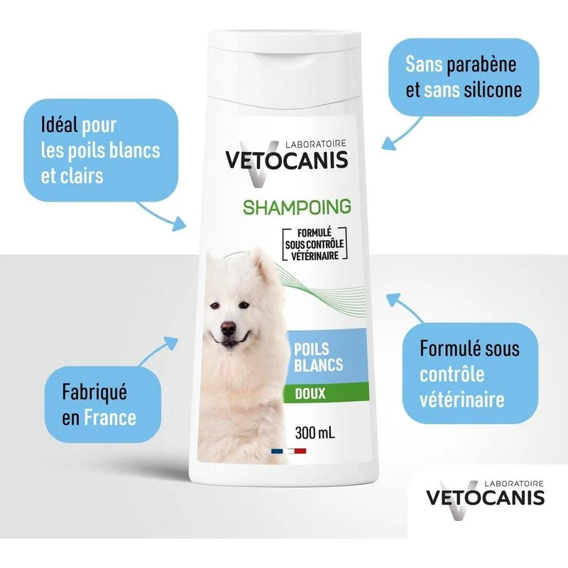 ZOOMALIN Shampoing 2 en 1 chien spécial poil blanc 300ml