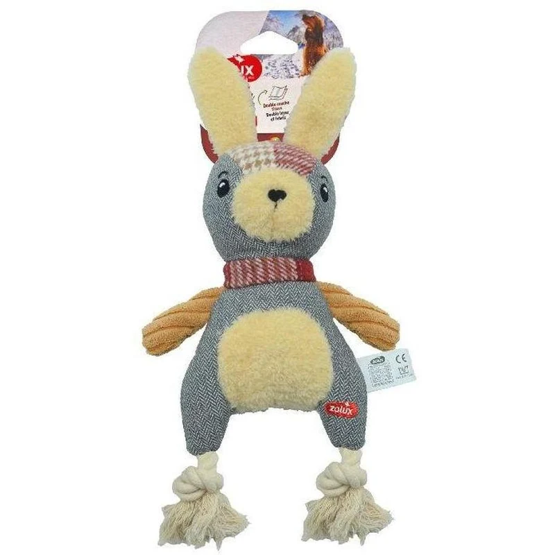 ZOOMALIN Jouet corde et peluche forme lapin 36cm