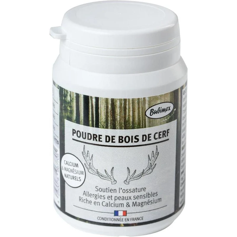 BUBIMEX Poudre de Bois de Cerf Complément Alimentaire 100% Naturel Chiens et Chats 60g