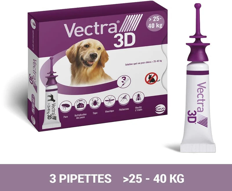 VECTRA 3D Solution Spot-on pour Chiens 25–40 kg 3 pipettes