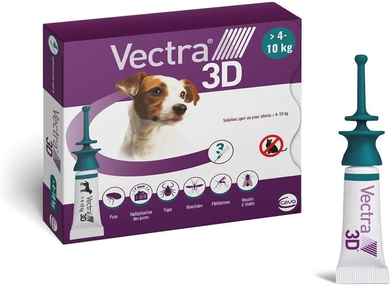 VECTRA 3D Solution Spot-on pour Chiens 4–10 kg 3 pipettes