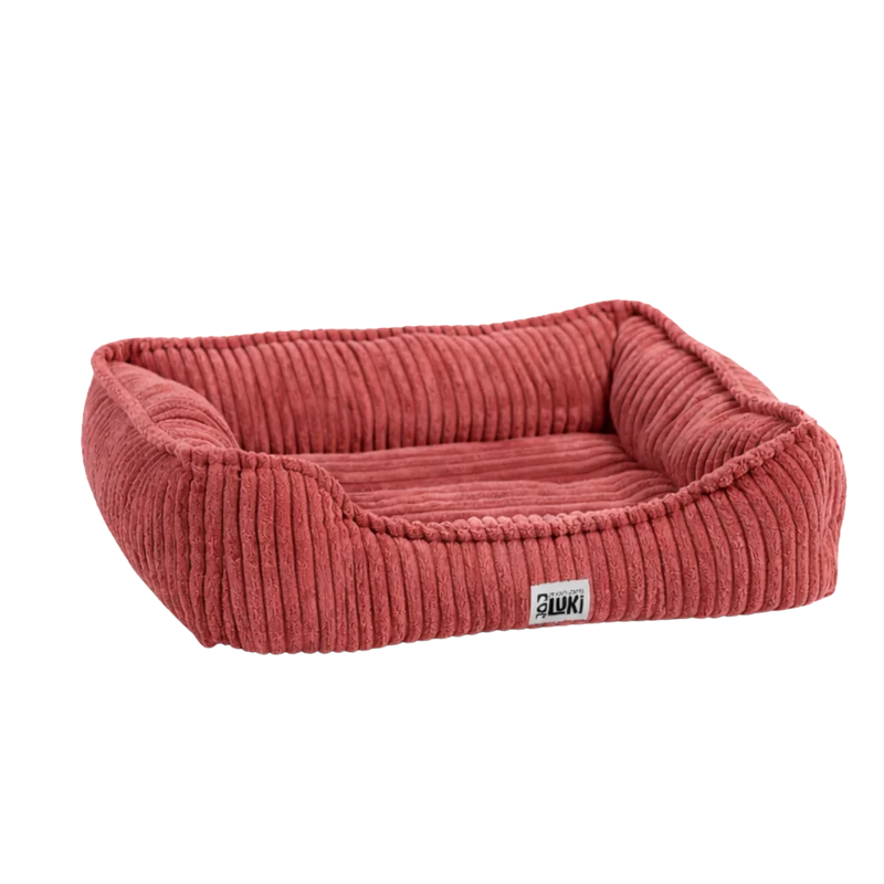 ZOOMALIN Panier rectangulaire antidérapant velours côtelé vieux rose 50x40x16cm