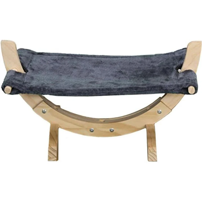 Hamac Bois et Tissus Gris 29x57x31cm