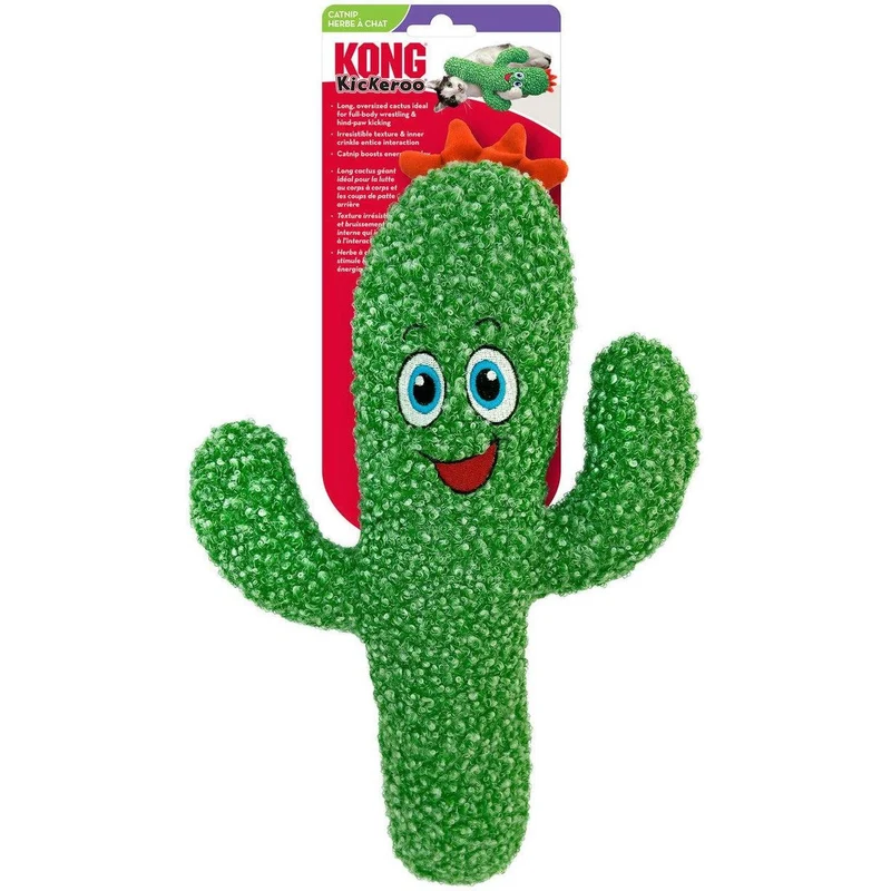 KONG Kickeroo Cactus Jouet pour Chat avec Herbe à Chat et Bruiteur Taille Longue