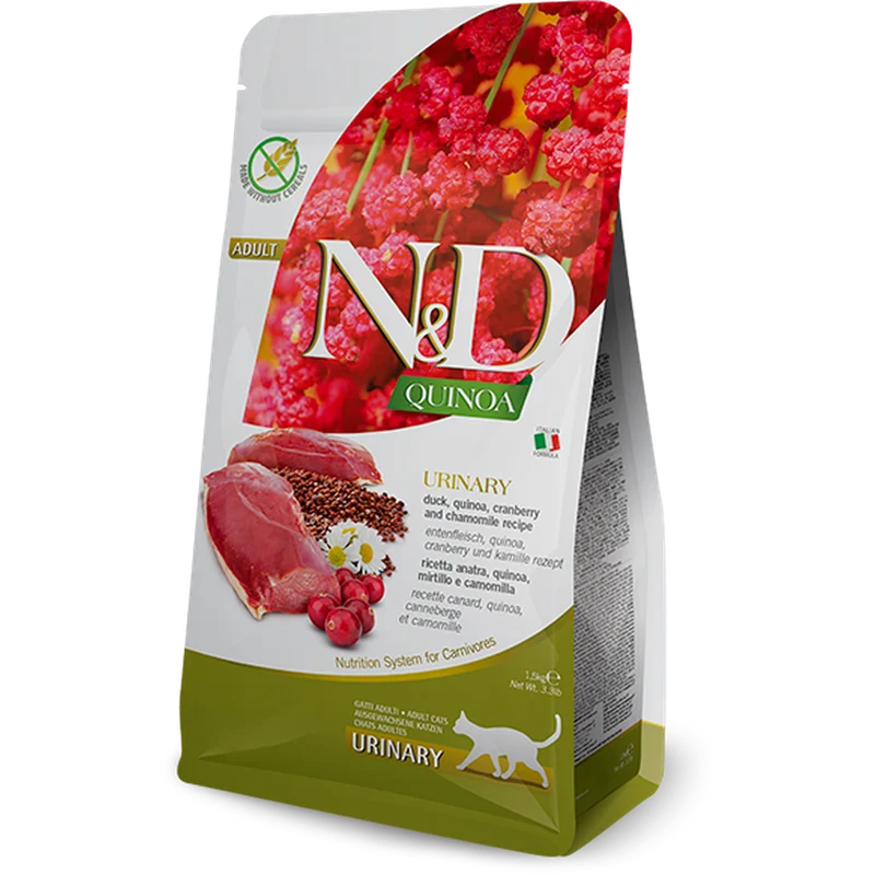 FARMINA N&D Quinoa Urinary Canard Croquettes pour Chat Adulte 1,5kg