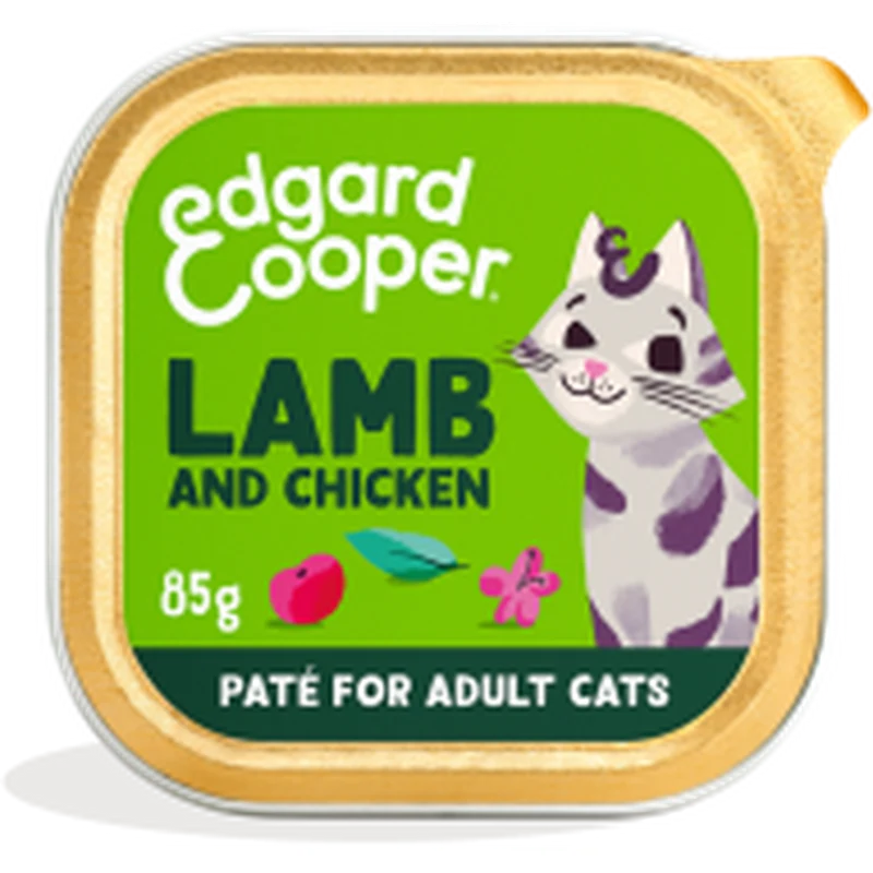 EDGARD COOPER Barquettes sans céréales pour chats adultes à l'agneau et poulet 85g
