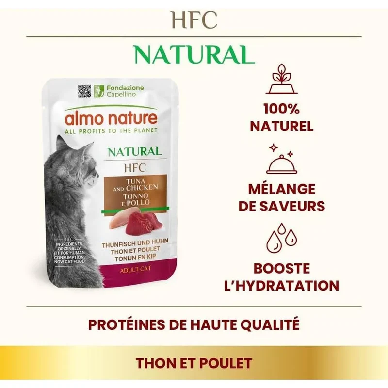ALMO NATURE HFC Natural Thon et Poulet Pochon 55g