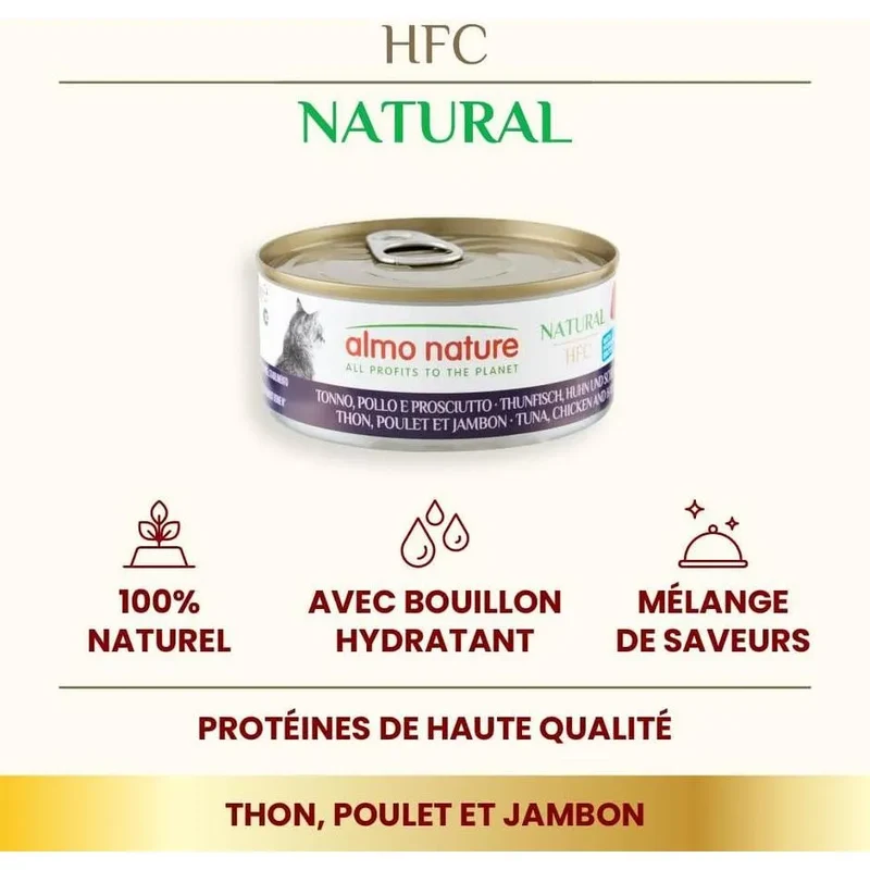 ALMO NATURE HFC Natural Thon, Poulet et Jambon 150g