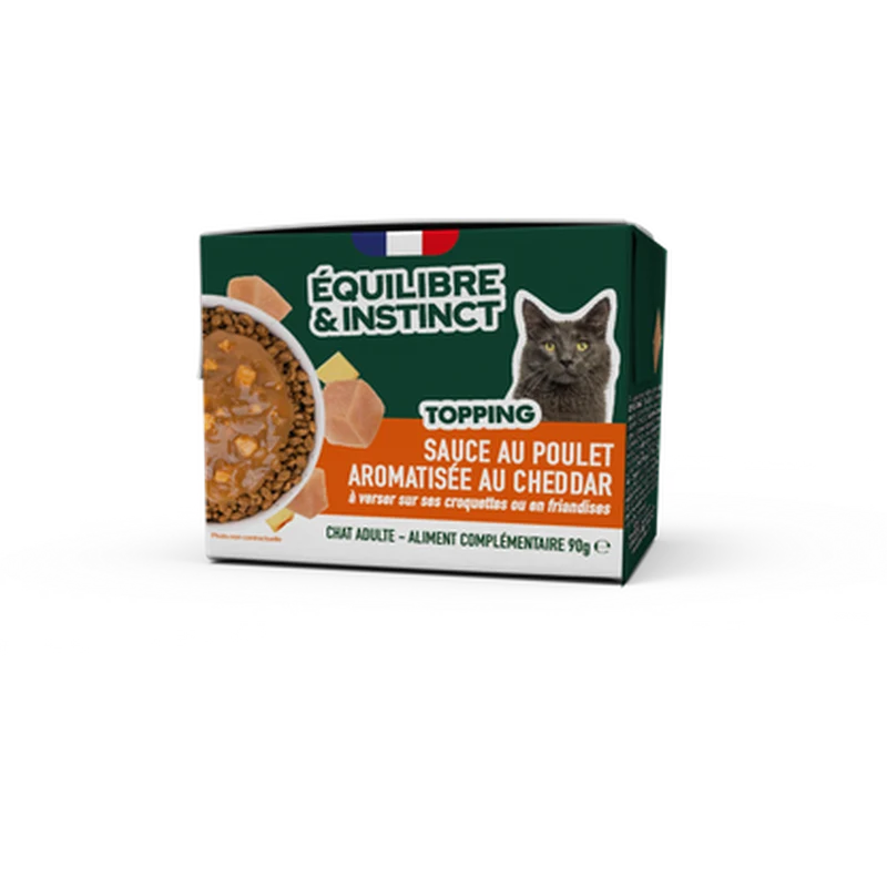 EQUILIBRE & INSTINCT Sauce au poulet aromatisée au cheddar pour chat adulte 90g