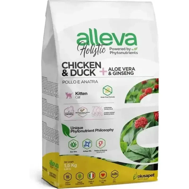 ALLEVA Holistic Chat Adulte Poulet & Canard – Croquettes Premium Sans Blé