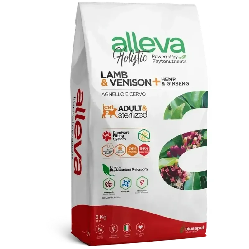ALLEVA Holistic Chat Adulte Agneau & Cerf – Croquettes Premium Hypoallergéniques