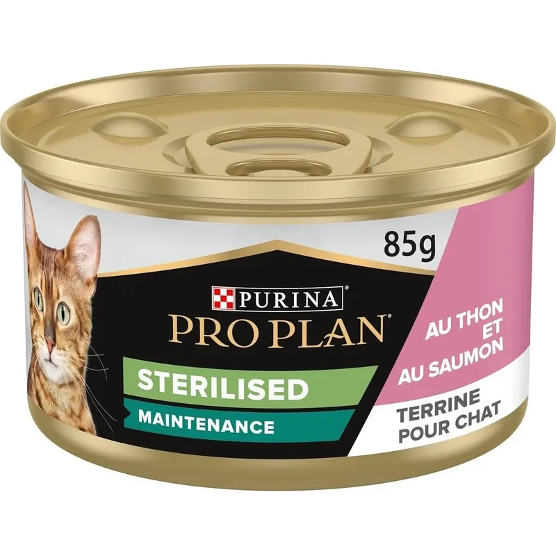 PRO PLAN Sterilised Maintenance Terrine pour chat au thon et au saumon 85g