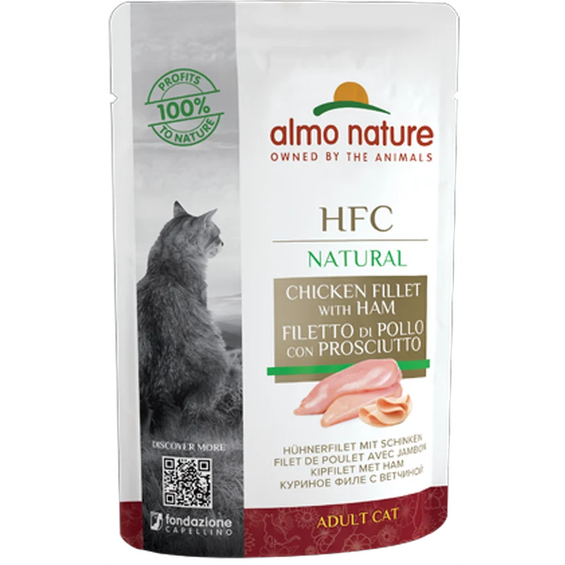 ALMO NATURE HFC Raw Pack Filet de Poulet avec Jambon Pochon 55g
