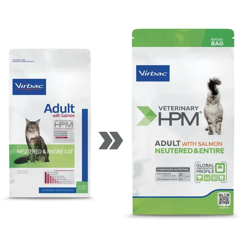 Virbac Veterinary Hpm Adult Salmon Neutered & Entire Cat 12 Kg