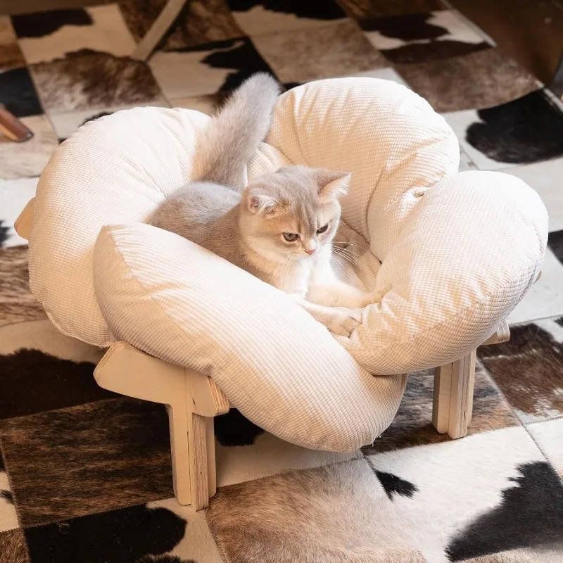 Coussin Pour Chat Confortable En Bois Surélevé