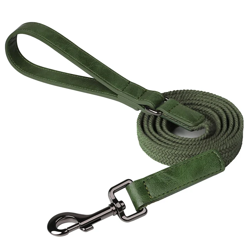 Laisse Pour Chien En Nylon Durable 1,5 M Avec Poignée En Cuir Robuste