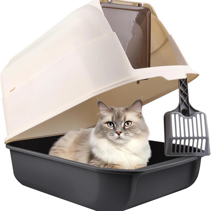 OHMG Bac à Litière Fermé pour Chat – Tiroir Désodorisant, Pliable jusqu'à 15 kg