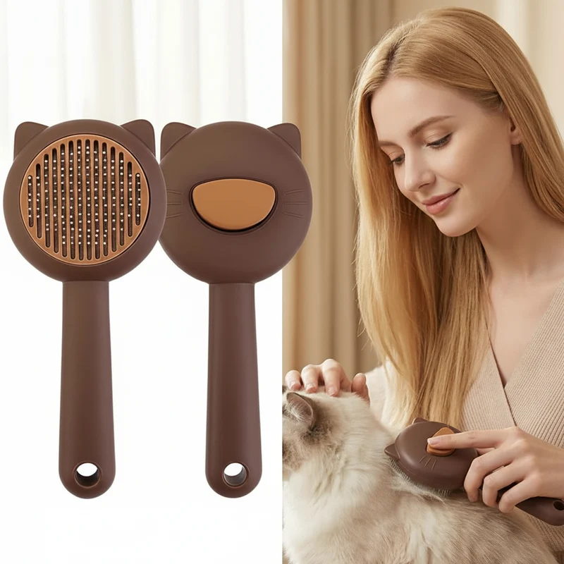 Brosse de toilettage autonettoyante pour chats et chiens