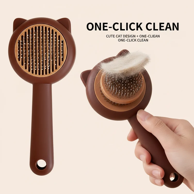 Brosse de toilettage autonettoyante pour chats et chiens