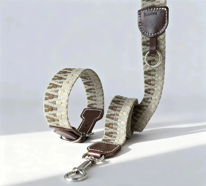 Collier Pour Chien Bohème Tissé A La Main En Cuir Durable