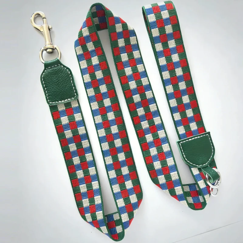 Collier Large Pour Chien Damier Multicolore En Cuir Véritable