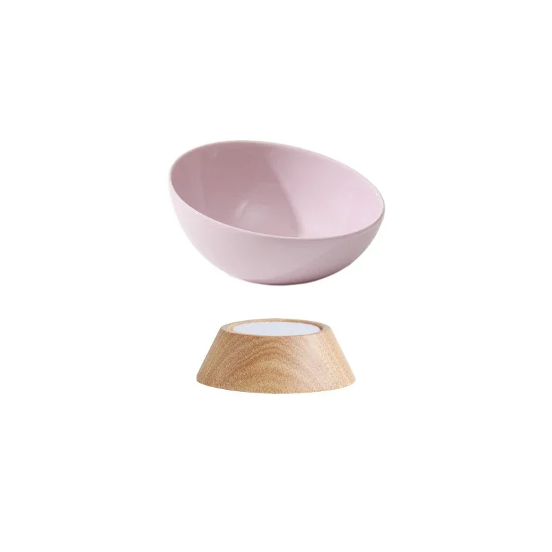 Gamelle Céramique Inclinée Pour Chat Avec Support Bois