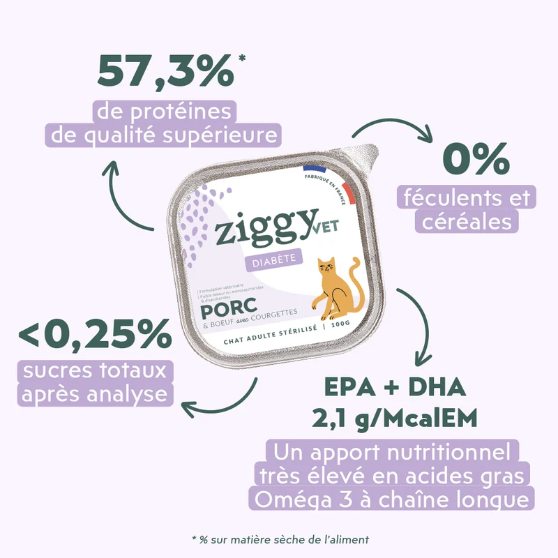 Pâtée Chat Adulte Diabète - Porc