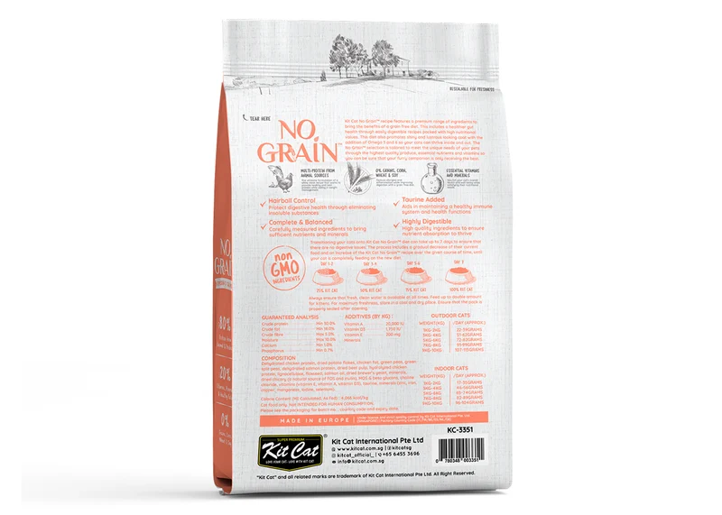 Pollo y Salmón No Grain - Pienso para gatos 1KG - Hairball Control